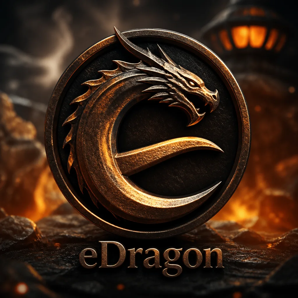 eDragon企业私有化部署视觉形象,铜金色龙形标识